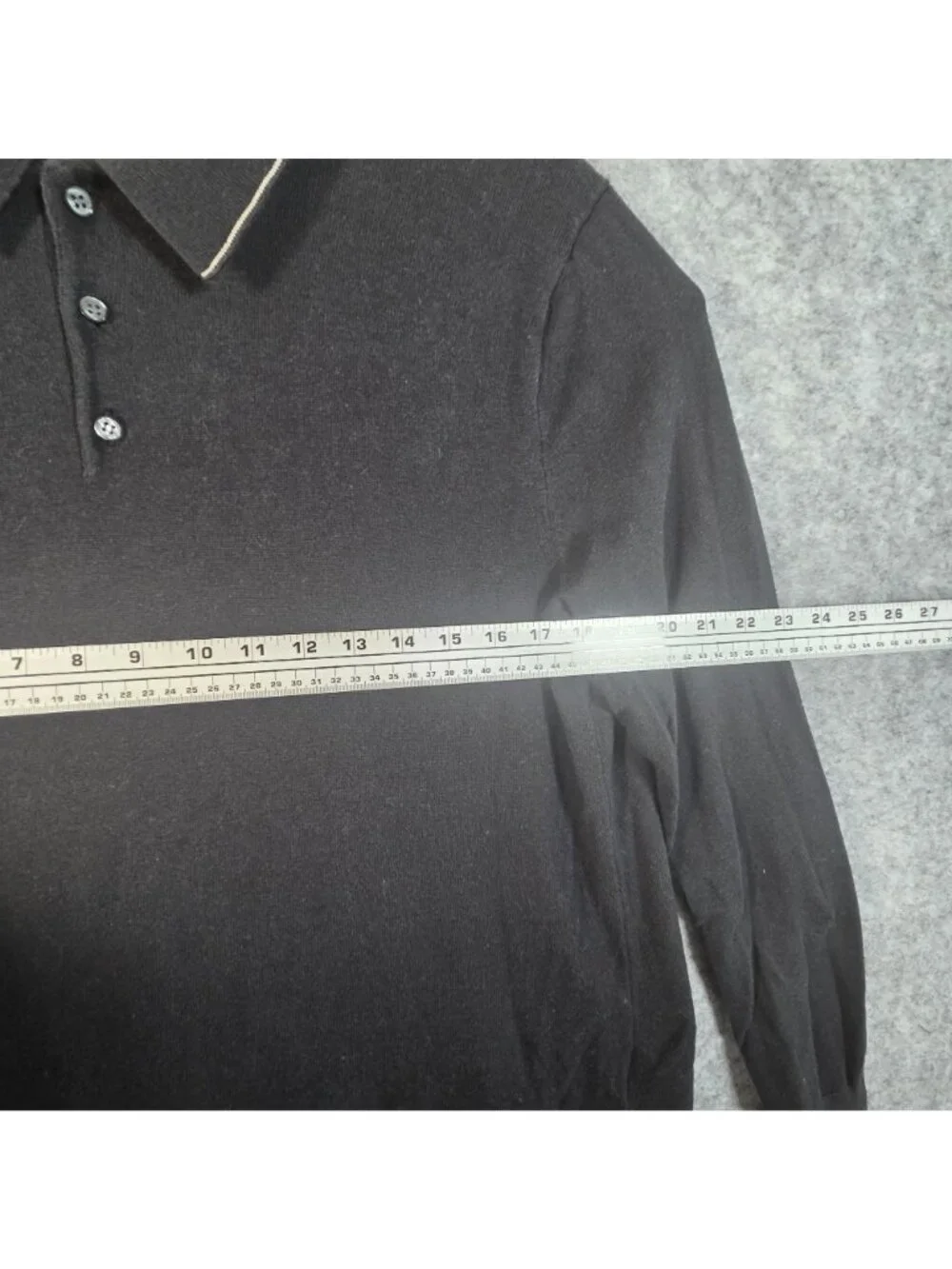 J.Crew Black Cotton Silk Polo Sweater White Contrast Collar Long Sleeve L